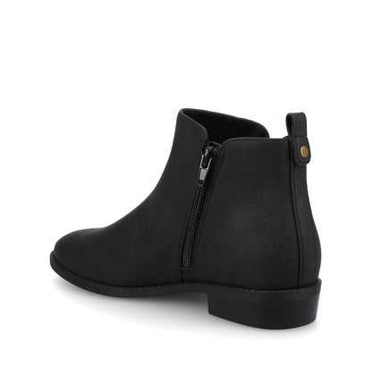 Journee ELLIS ZIP UP VEGAN LEATHER BOOTIES IN WIDE - Vintage Black