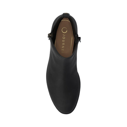 Journee ELLIS ZIP UP VEGAN LEATHER BOOTIES IN WIDE - Vintage Black