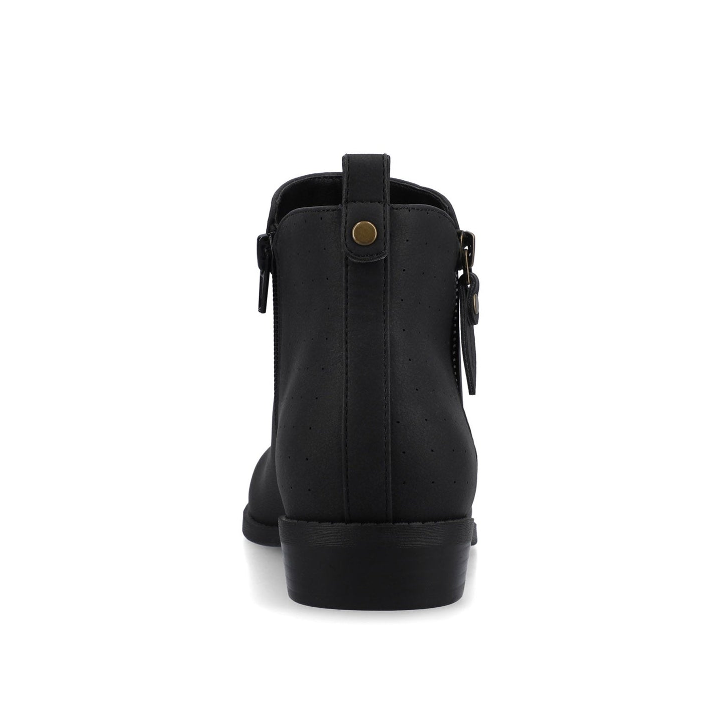 Journee ELLIS ZIP UP VEGAN LEATHER BOOTIES IN WIDE - Vintage Black