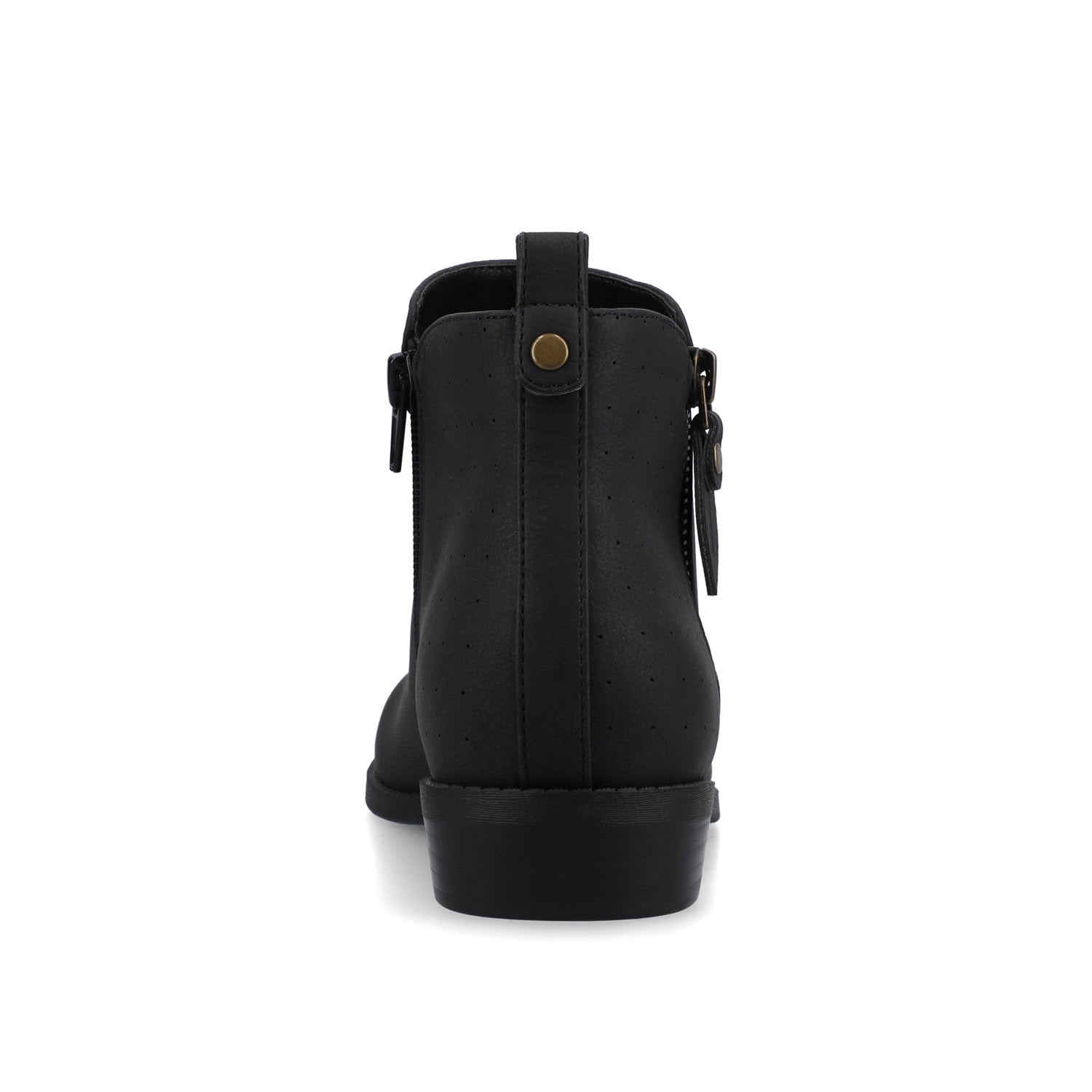 Journee ELLIS ZIP UP VEGAN LEATHER BOOTIES IN WIDE - Vintage Black