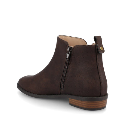 Journee ELLIS ZIP UP VEGAN LEATHER BOOTIES IN WIDE - Vintage Chocolate