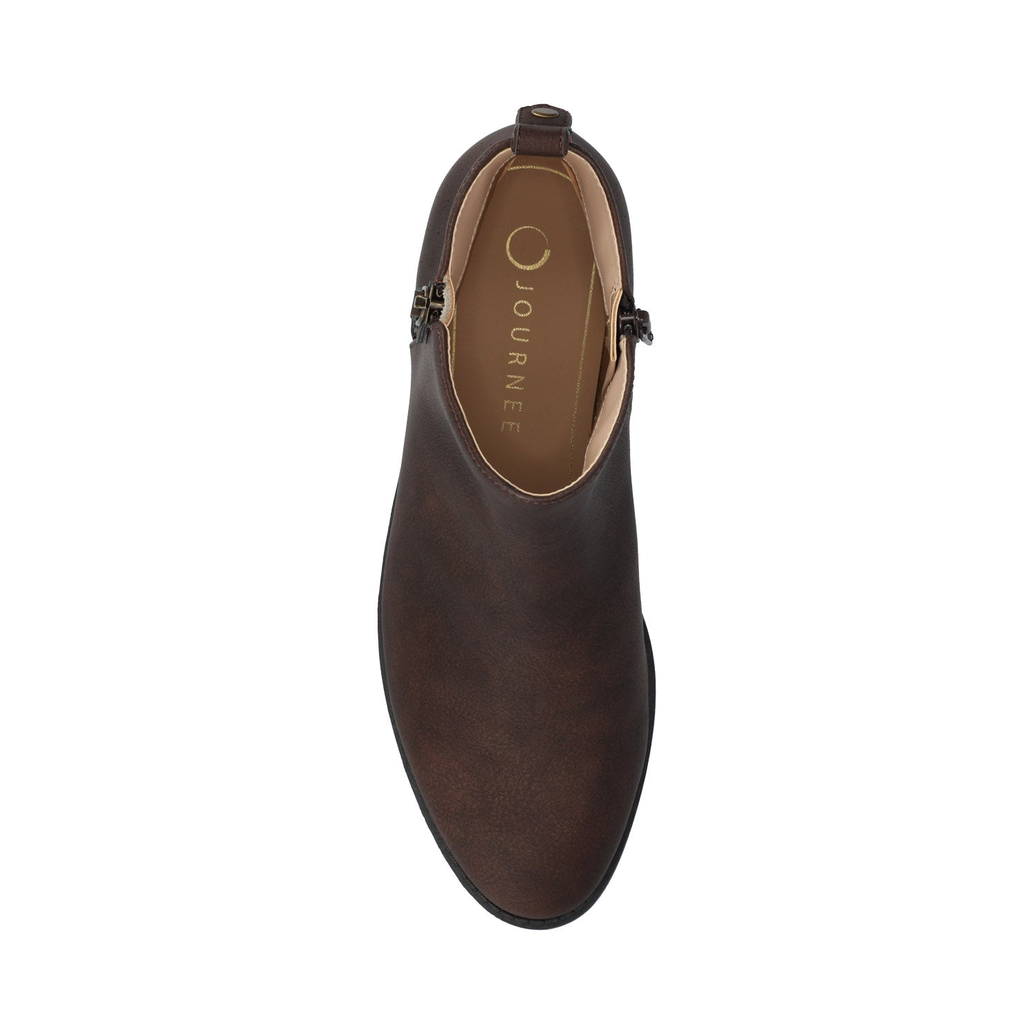Journee ELLIS ZIP UP VEGAN LEATHER BOOTIES IN WIDE - Vintage Chocolate