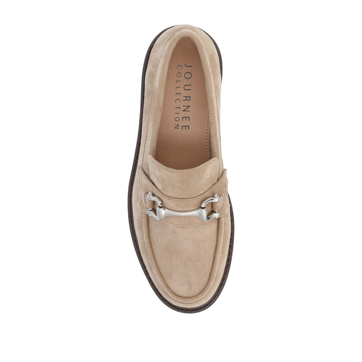 Journee JESSAMEY HORSE BIT LOAFER FLATS IN WIDE - Taupe Suede