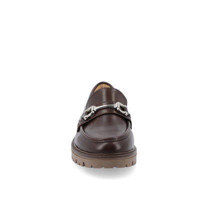 Journee JESSAMEY HORSE BIT LOAFER FLATS IN WIDE - Brown Vegan Leather