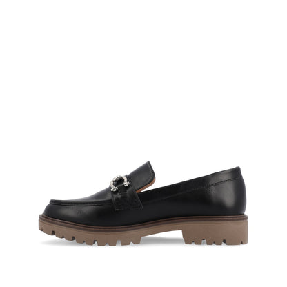 Journee JESSAMEY HORSE BIT LOAFER FLATS IN WIDE - Black Vegan Leather
