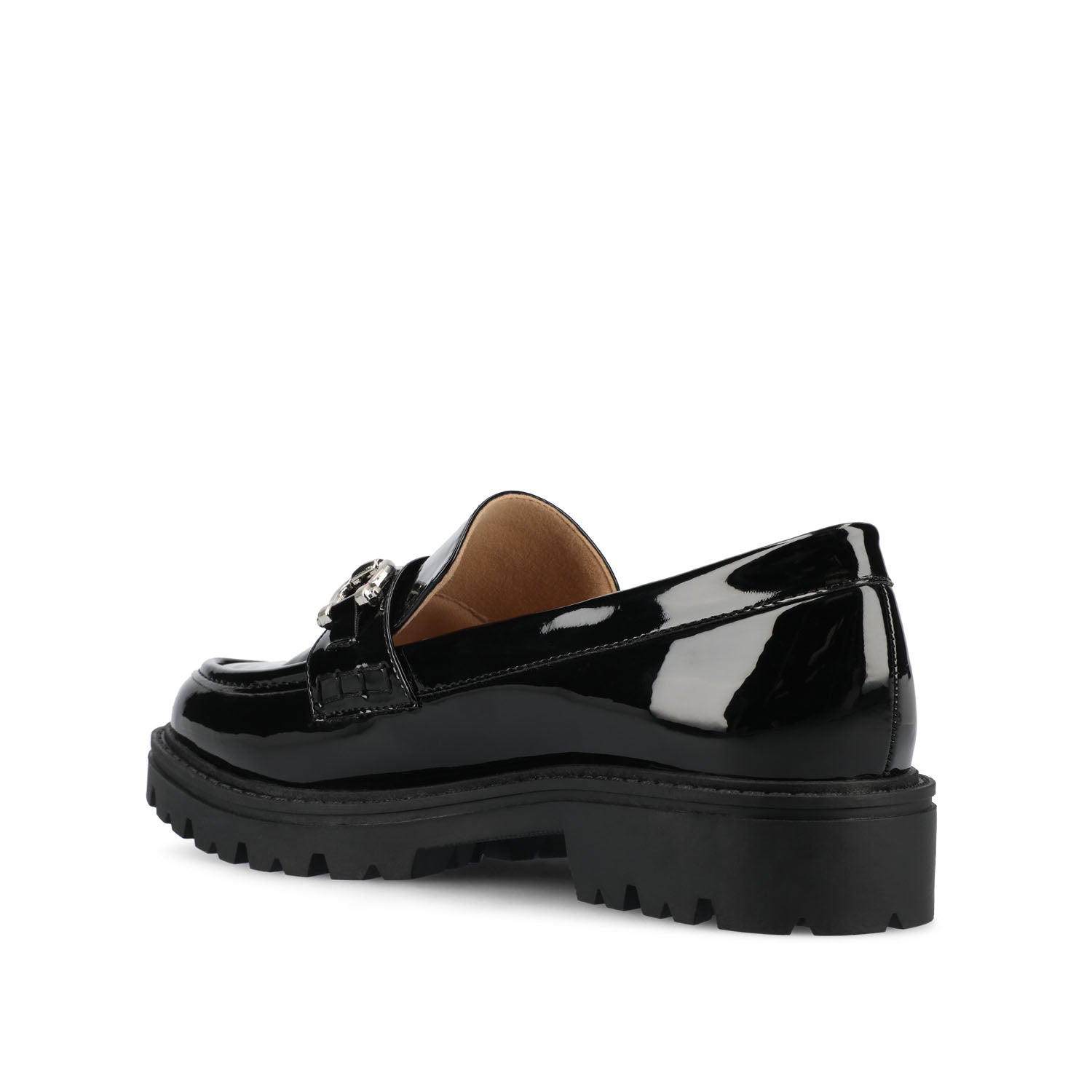 Journee JESSAMEY HORSE BIT LOAFER FLATS IN WIDE - Black Patent Leather