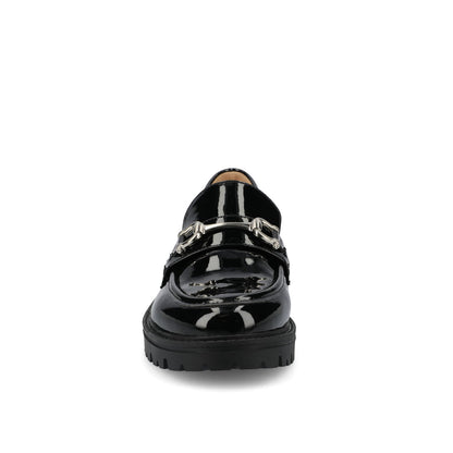 Journee JESSAMEY HORSE BIT LOAFER FLATS IN WIDE - Black Patent Leather