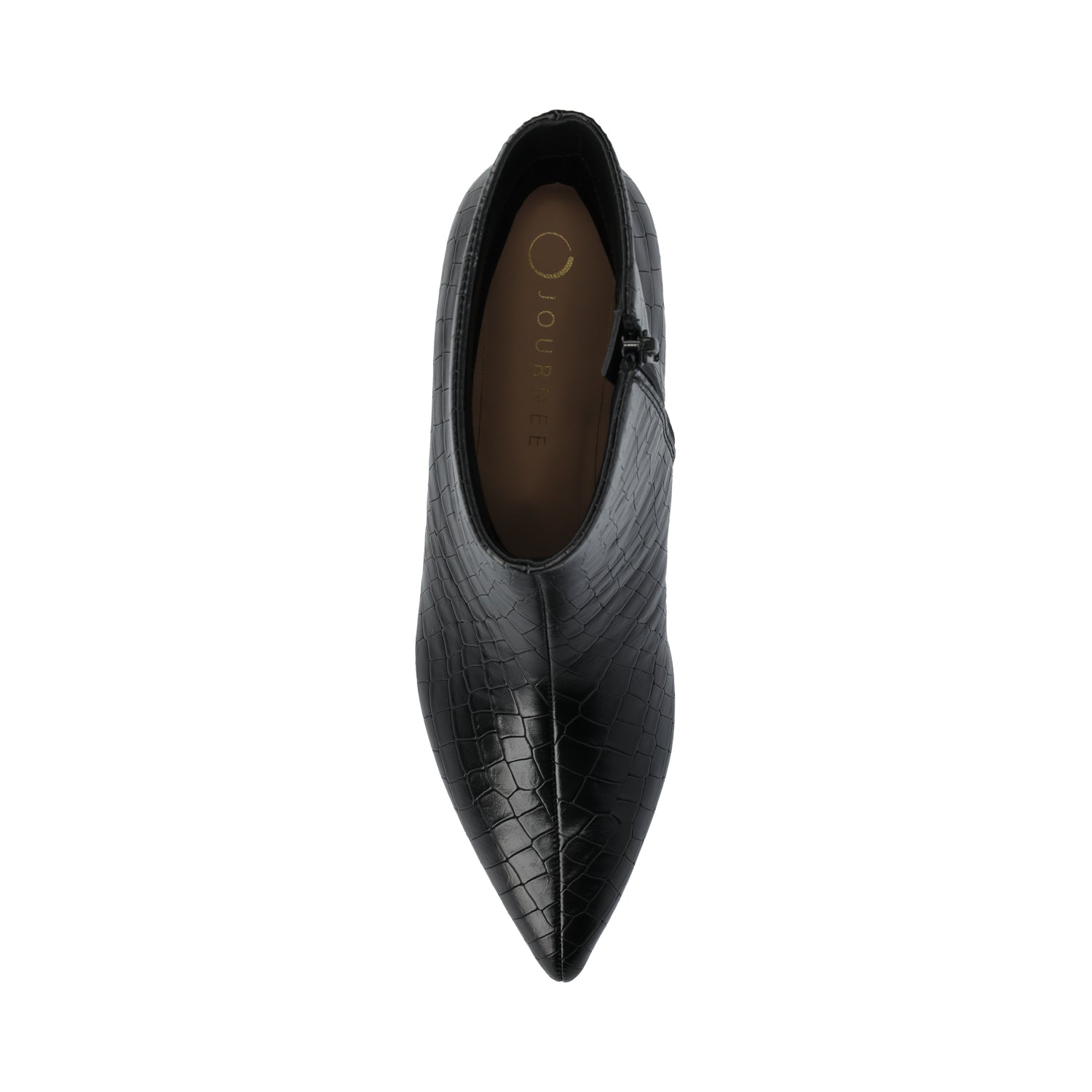 Journee ARELY POINTED TOE BOOTIES IN WIDE - Black Croco