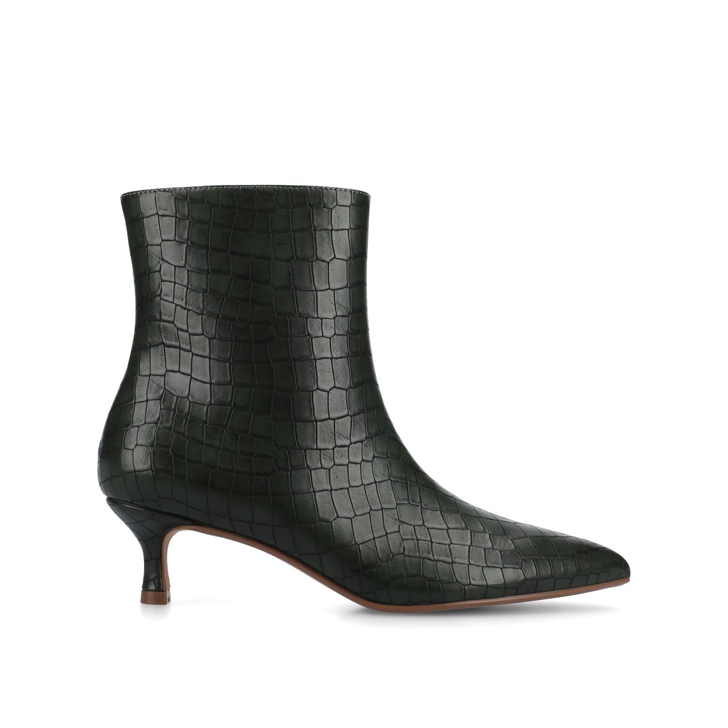 Journee ARELY POINTED TOE BOOTIES IN WIDE - Olive Croco