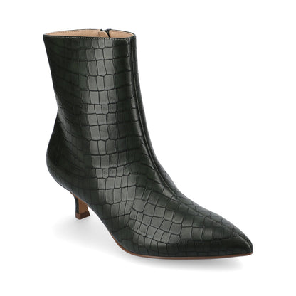 Journee ARELY POINTED TOE BOOTIES IN WIDE - Olive Croco