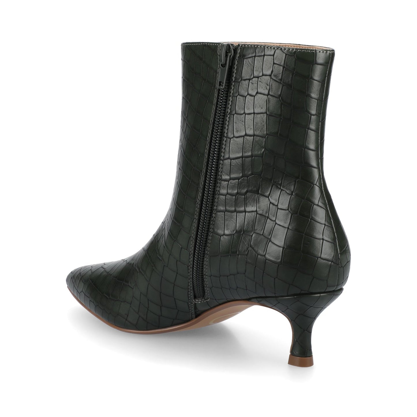 Journee ARELY POINTED TOE BOOTIES IN WIDE - Olive Croco