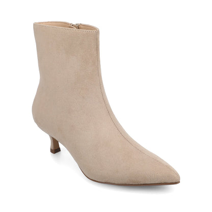 Journee ARELY POINTED TOE BOOTIES IN WIDE - Taupe Suede