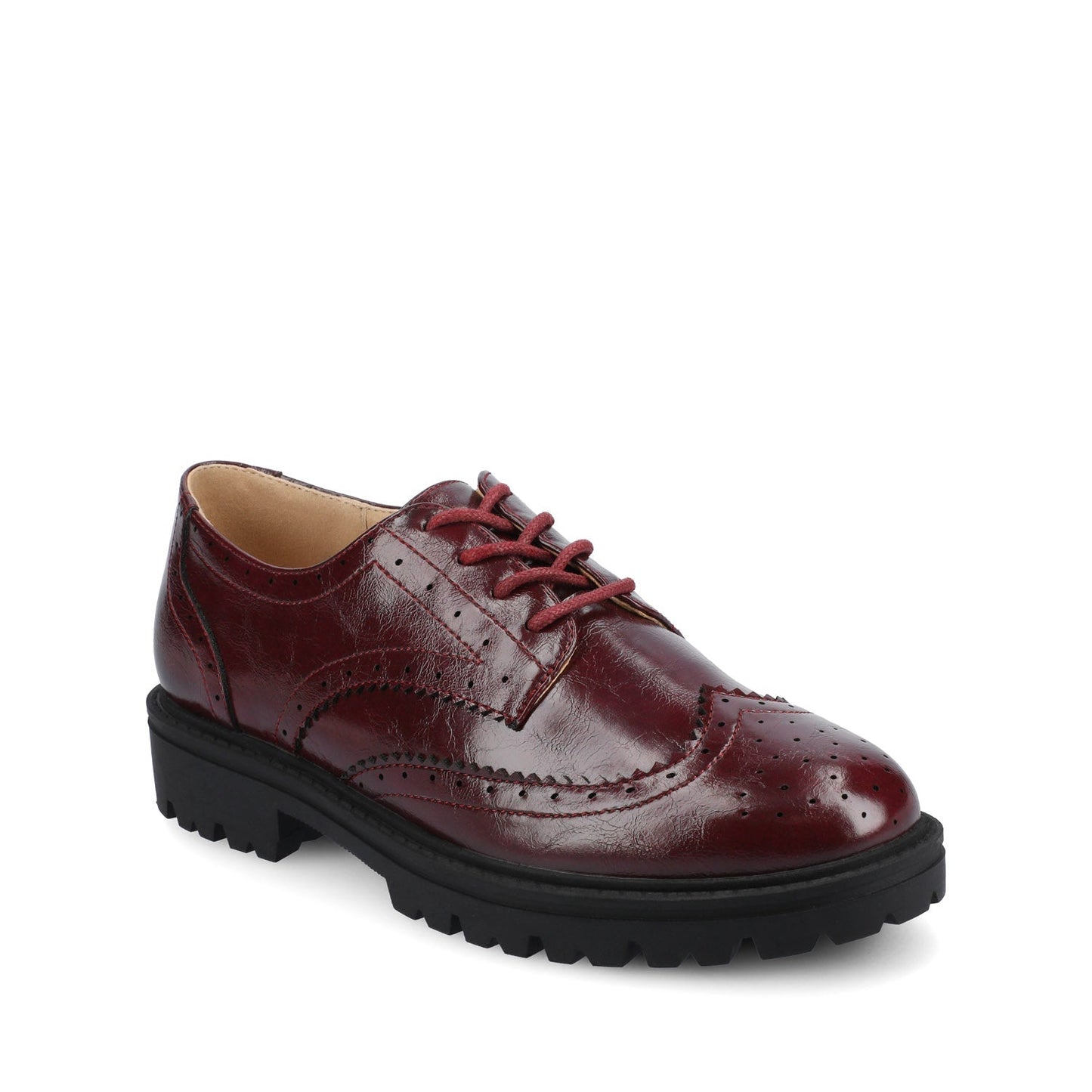 Journee CLAUDIYA OXFORD VEGAN LEATHER LOAFER IN WIDE - Oxblood
