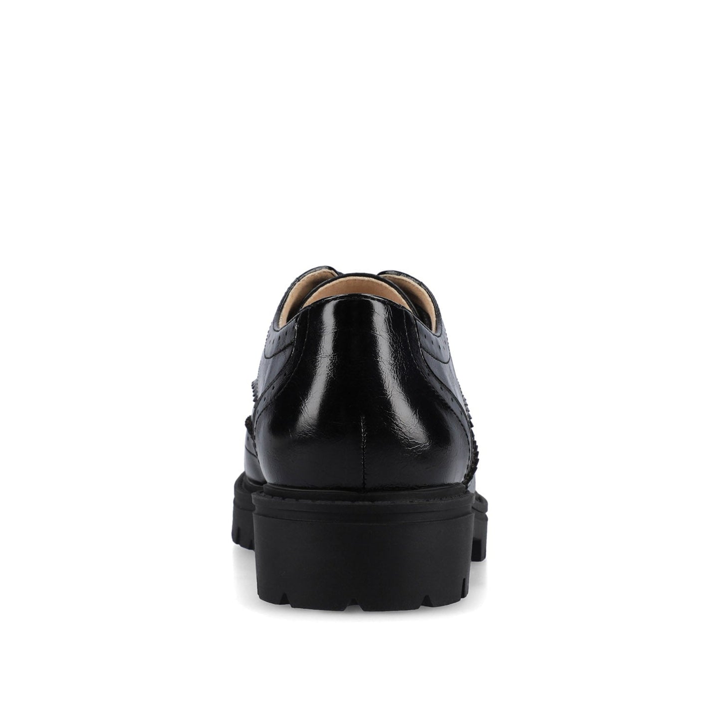 Journee CLAUDIYA OXFORD VEGAN LEATHER LOAFER IN WIDE - Black Patent