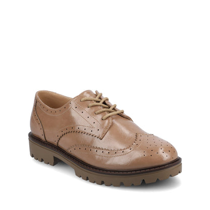 Journee CLAUDIYA OXFORD VEGAN LEATHER LOAFER IN WIDE - Taupe Patent