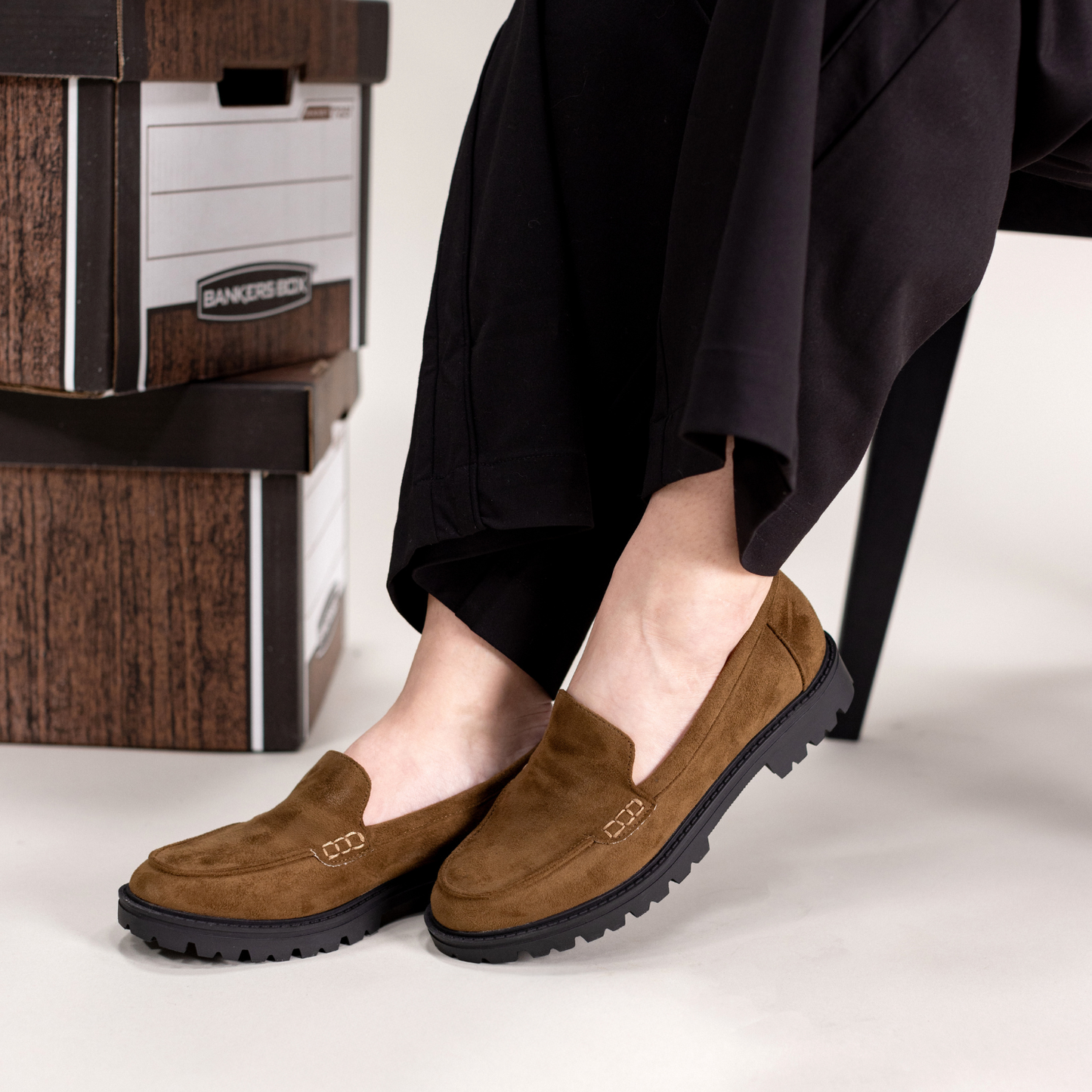 Journee ERIKA SLIP ON LOAFER IN WIDE - Chocolate Faux Suede