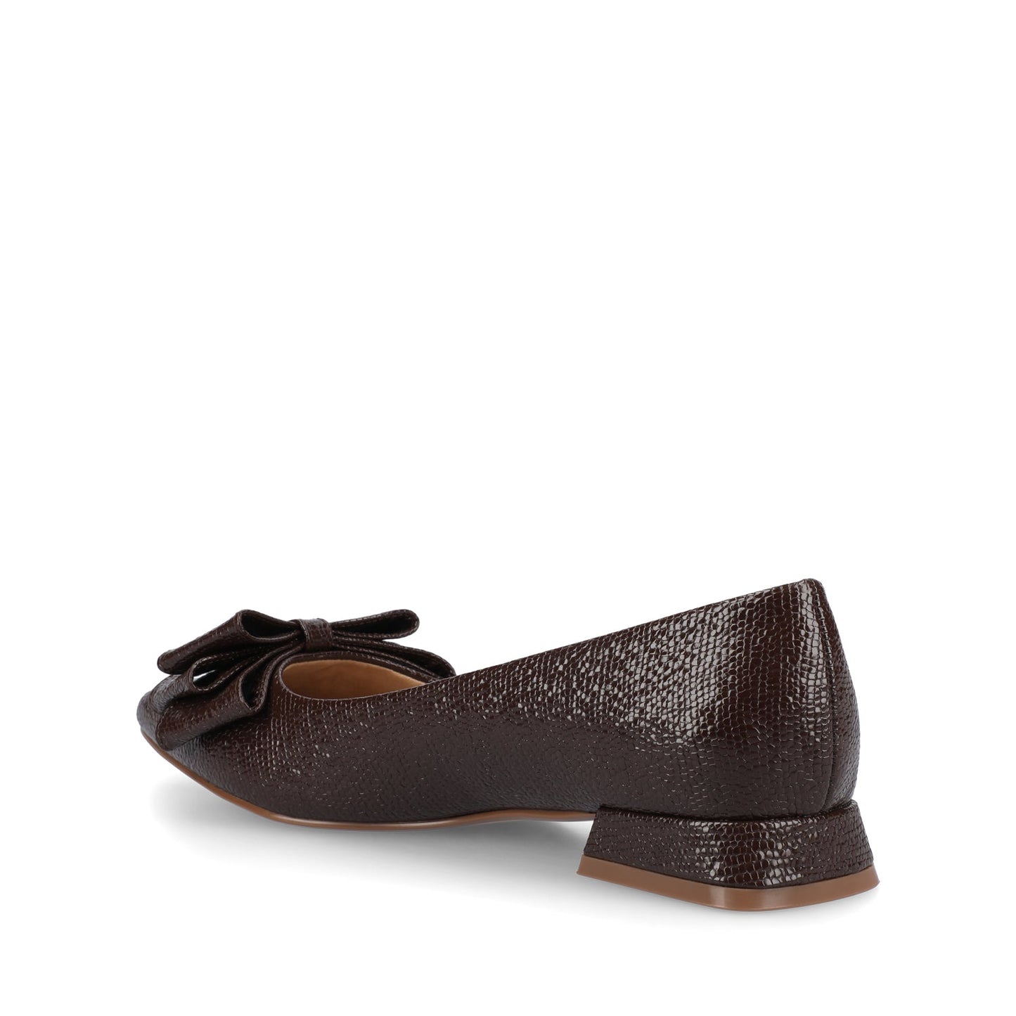 Journee OPHELIA LOW BLOCK CROCO BALLET FLATS IN WIDE - Brown Croco