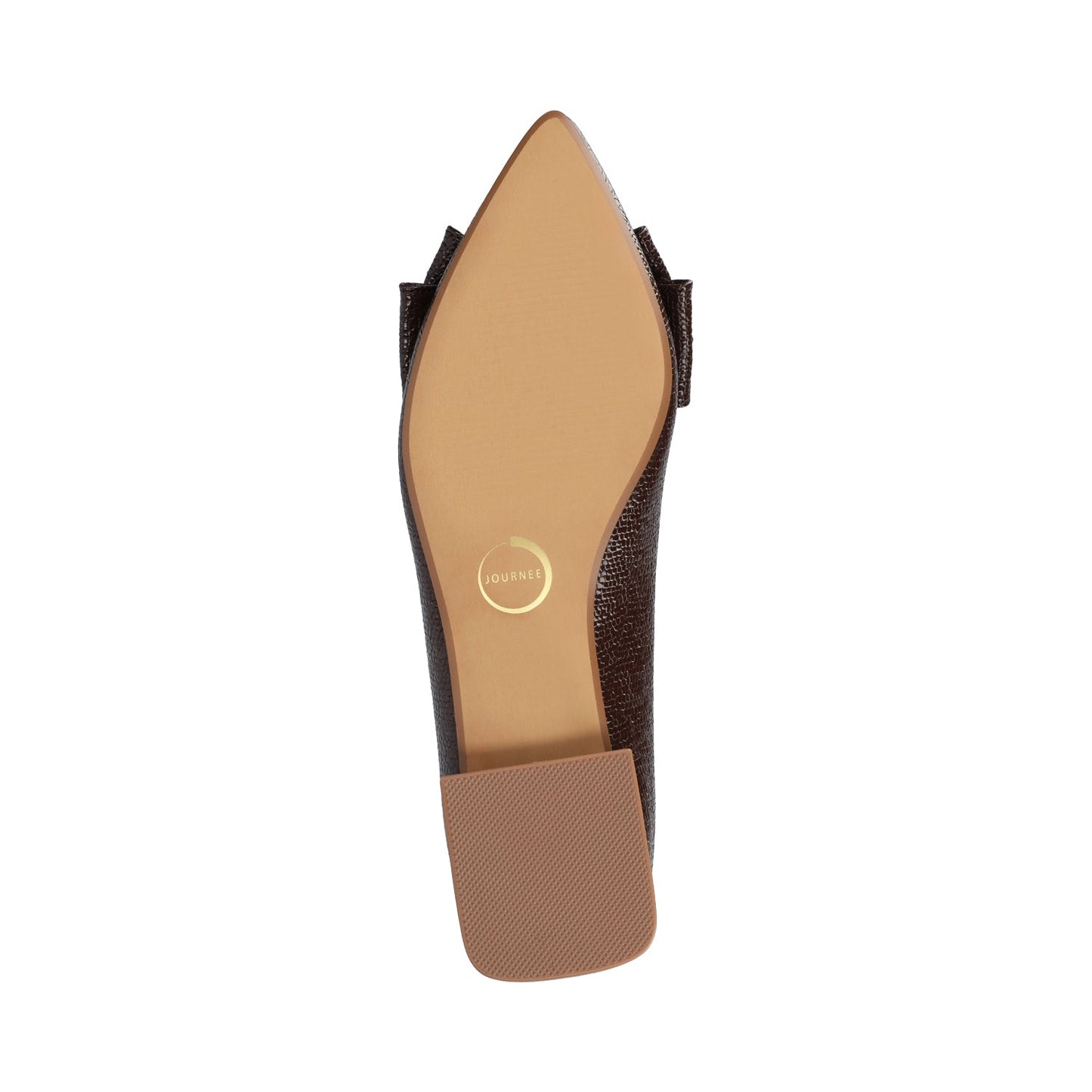 Journee OPHELIA LOW BLOCK CROCO BALLET FLATS IN WIDE - Brown Croco