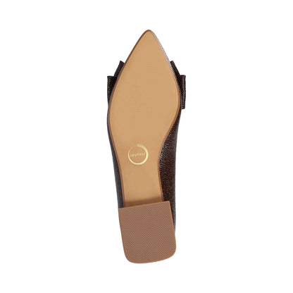 Journee OPHELIA LOW BLOCK CROCO BALLET FLATS IN WIDE - Brown Croco