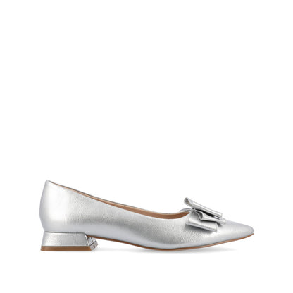 Journee OPHELIA LOW BLOCK BALLET FLATS VEGAN LEATHER IN WIDE - Silver
