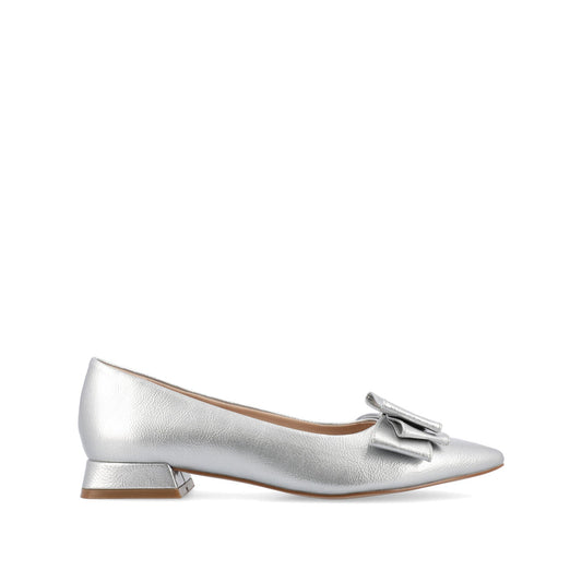Journee OPHELIA LOW BLOCK BALLET FLATS VEGAN LEATHER IN WIDE - Silver
