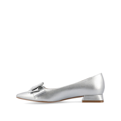 Journee OPHELIA LOW BLOCK BALLET FLATS VEGAN LEATHER IN WIDE - Silver