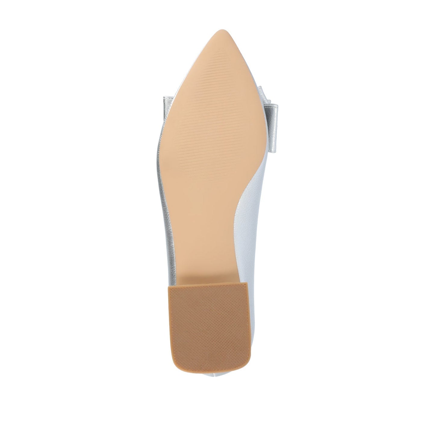 Journee OPHELIA LOW BLOCK BALLET FLATS VEGAN LEATHER IN WIDE - Silver