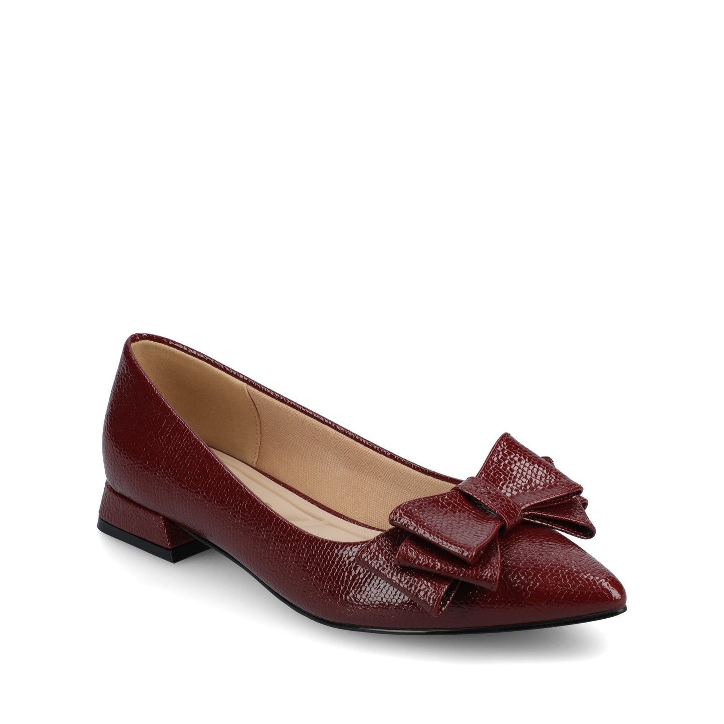 Journee OPHELIA LOW BLOCK CROCO BALLET FLATS IN WIDE - Oxblood Croco