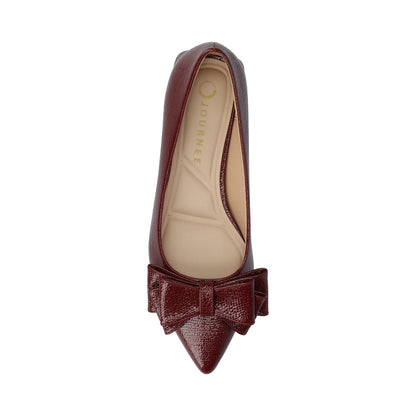 Journee OPHELIA LOW BLOCK CROCO BALLET FLATS IN WIDE - Oxblood Croco