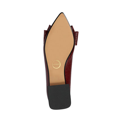Journee OPHELIA LOW BLOCK CROCO BALLET FLATS IN WIDE - Oxblood Croco