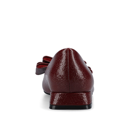 Journee OPHELIA LOW BLOCK CROCO BALLET FLATS IN WIDE - Oxblood Croco