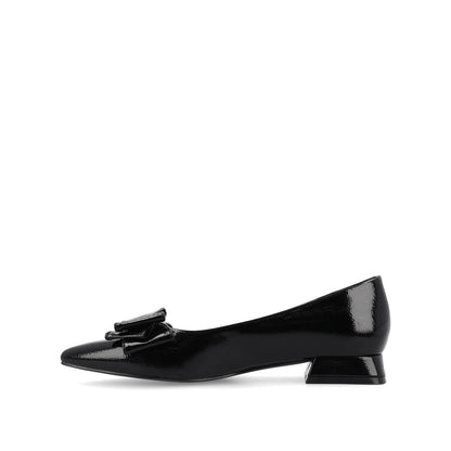 Journee OPHELIA LOW BLOCK BALLET FLATS VEGAN LEATHER IN WIDE - Patent/Black