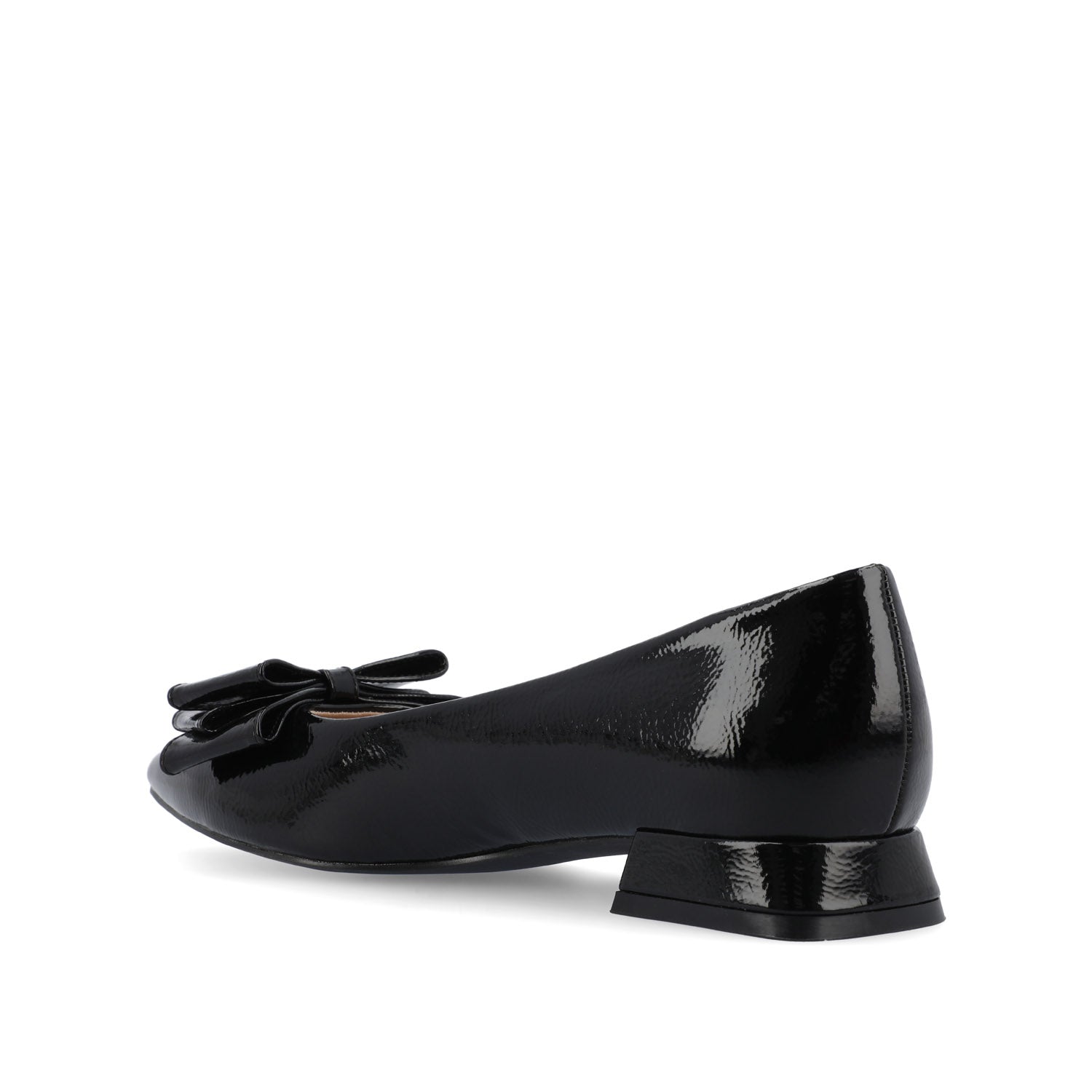 Journee OPHELIA LOW BLOCK BALLET FLATS VEGAN LEATHER IN WIDE - Patent/Black