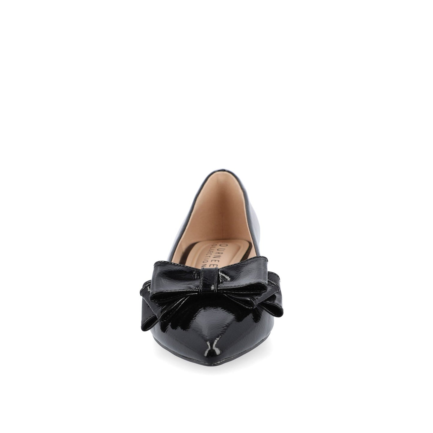 Journee OPHELIA LOW BLOCK BALLET FLATS VEGAN LEATHER IN WIDE - Patent/Black