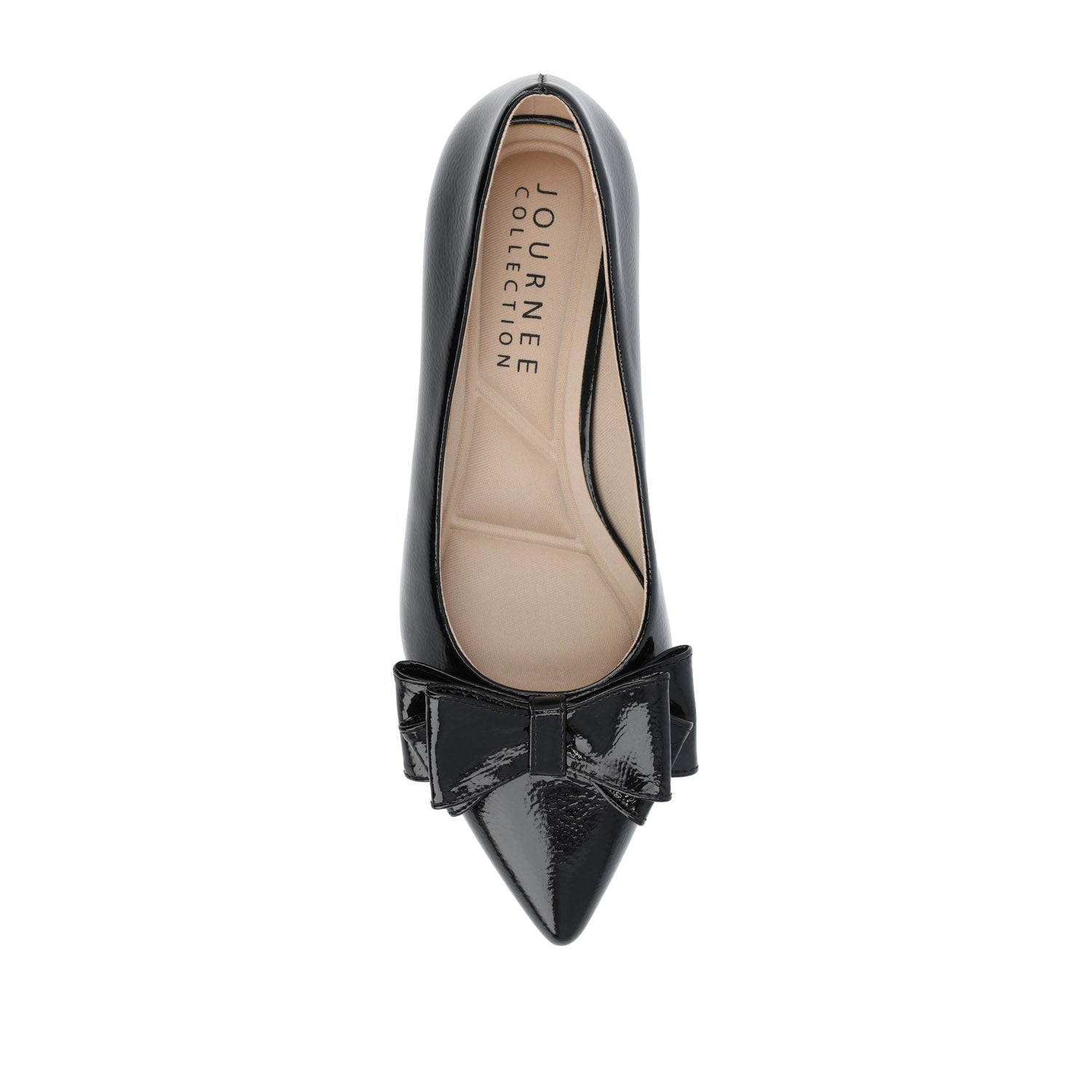 Journee OPHELIA LOW BLOCK BALLET FLATS VEGAN LEATHER IN WIDE - Patent/Black