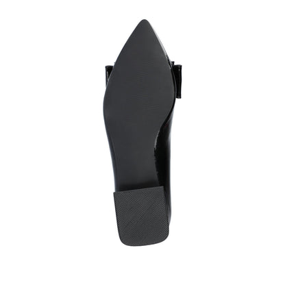 Journee OPHELIA LOW BLOCK BALLET FLATS VEGAN LEATHER IN WIDE - Patent/Black