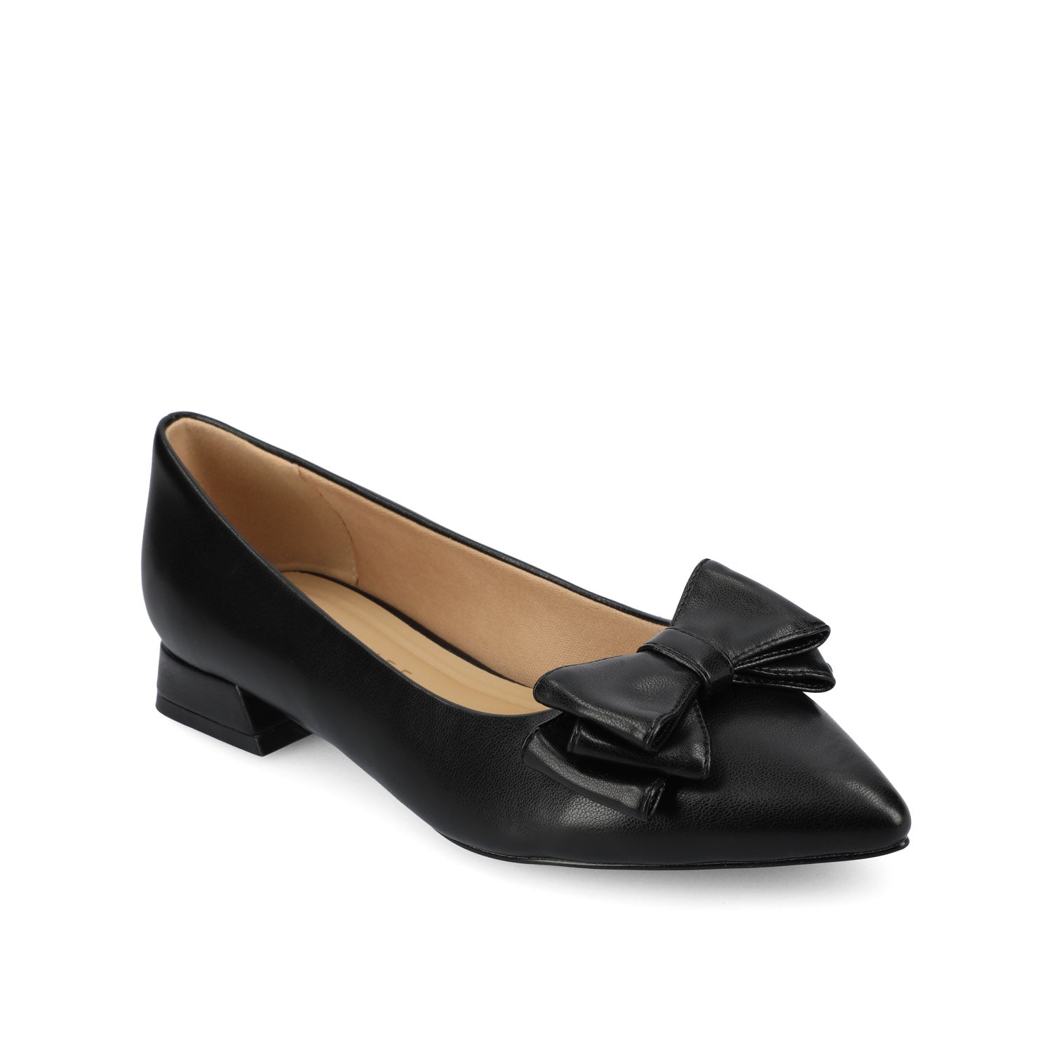Journee OPHELIA LOW BLOCK BALLET FLATS VEGAN LEATHER IN WIDE - Black PU