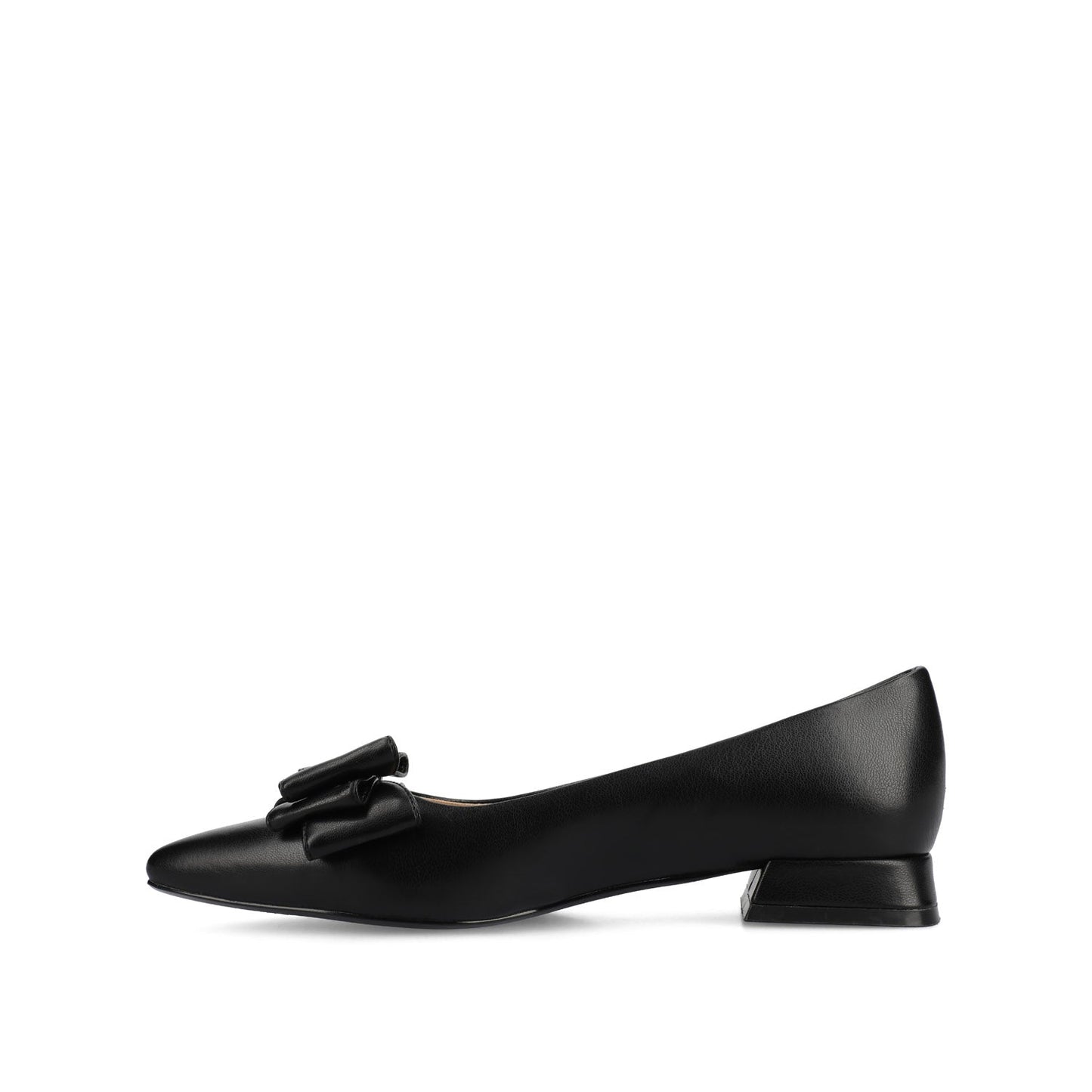 Journee OPHELIA LOW BLOCK BALLET FLATS VEGAN LEATHER IN WIDE - Black PU