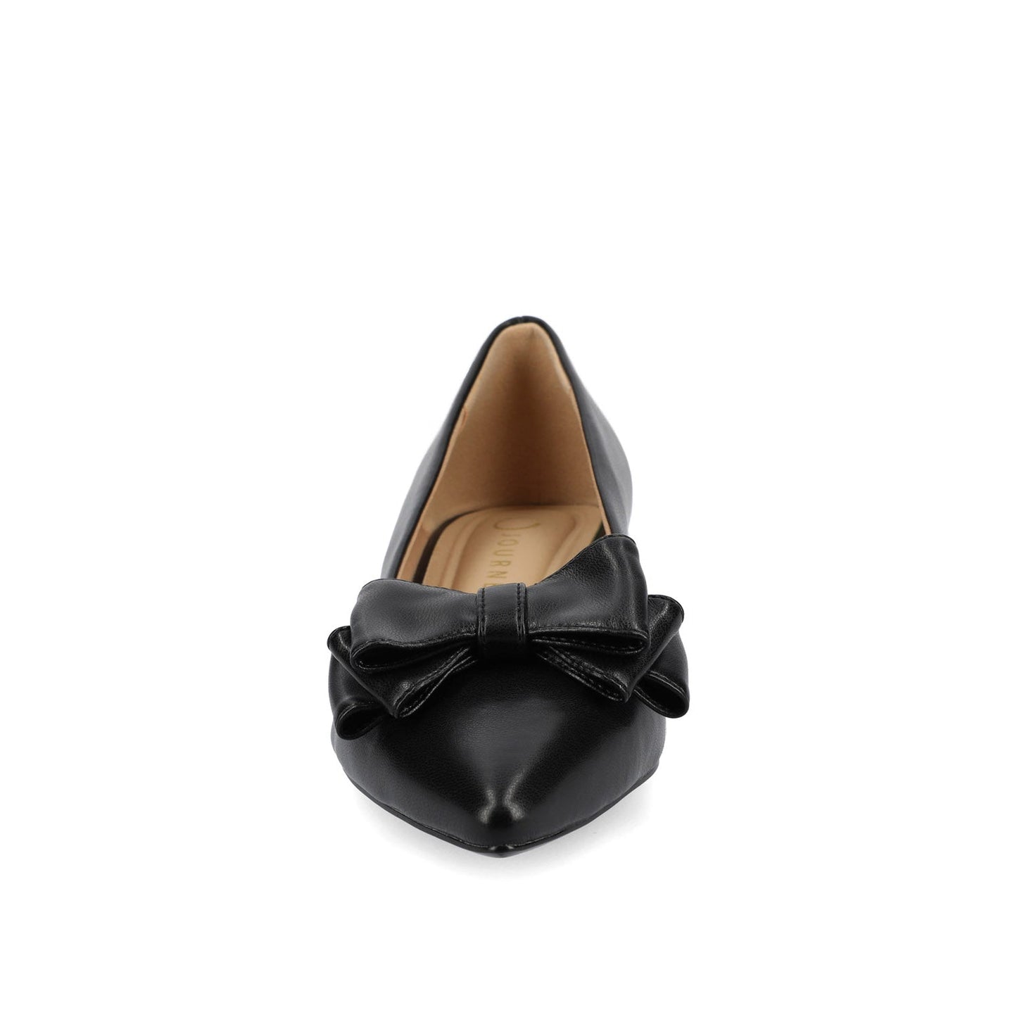 Journee OPHELIA LOW BLOCK BALLET FLATS VEGAN LEATHER IN WIDE - Black PU