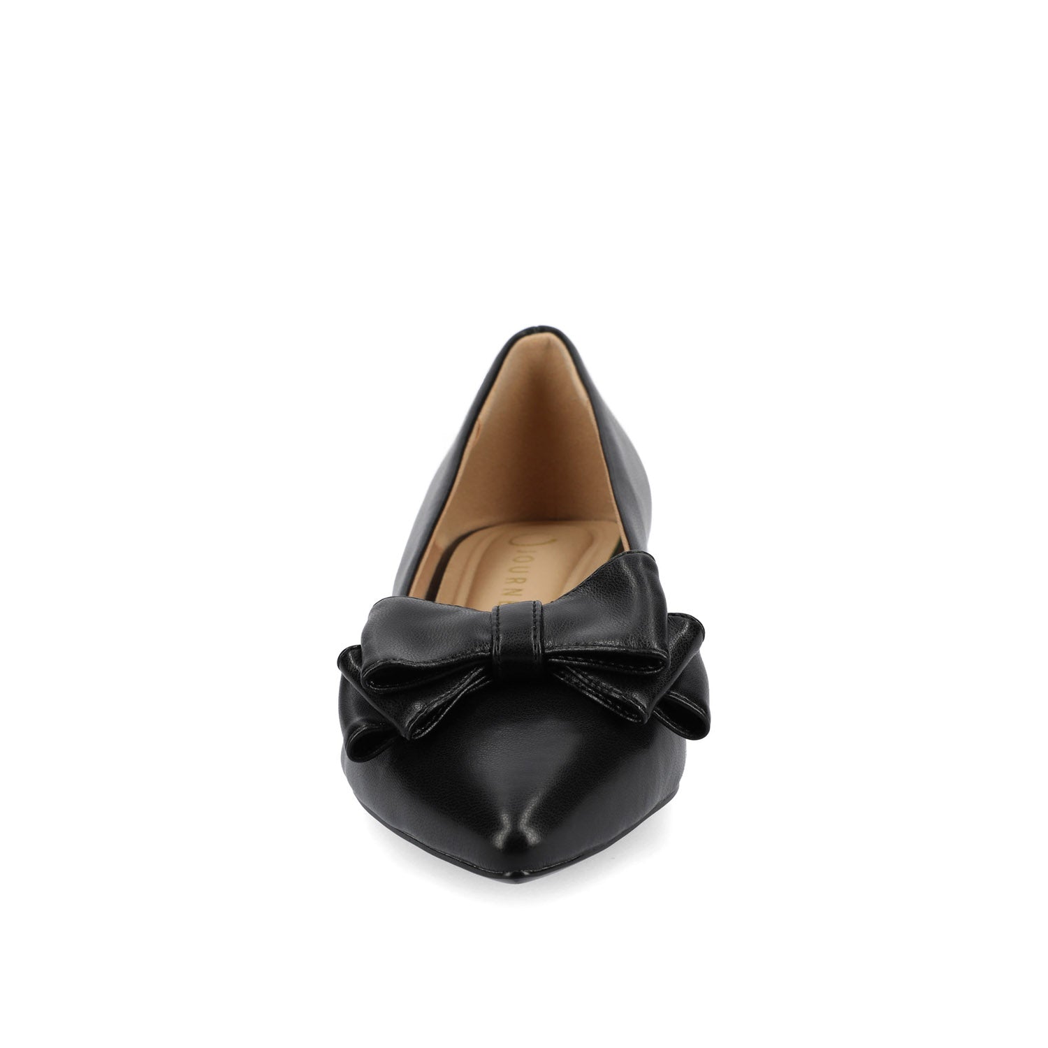 Journee OPHELIA LOW BLOCK BALLET FLATS VEGAN LEATHER IN WIDE - Black PU