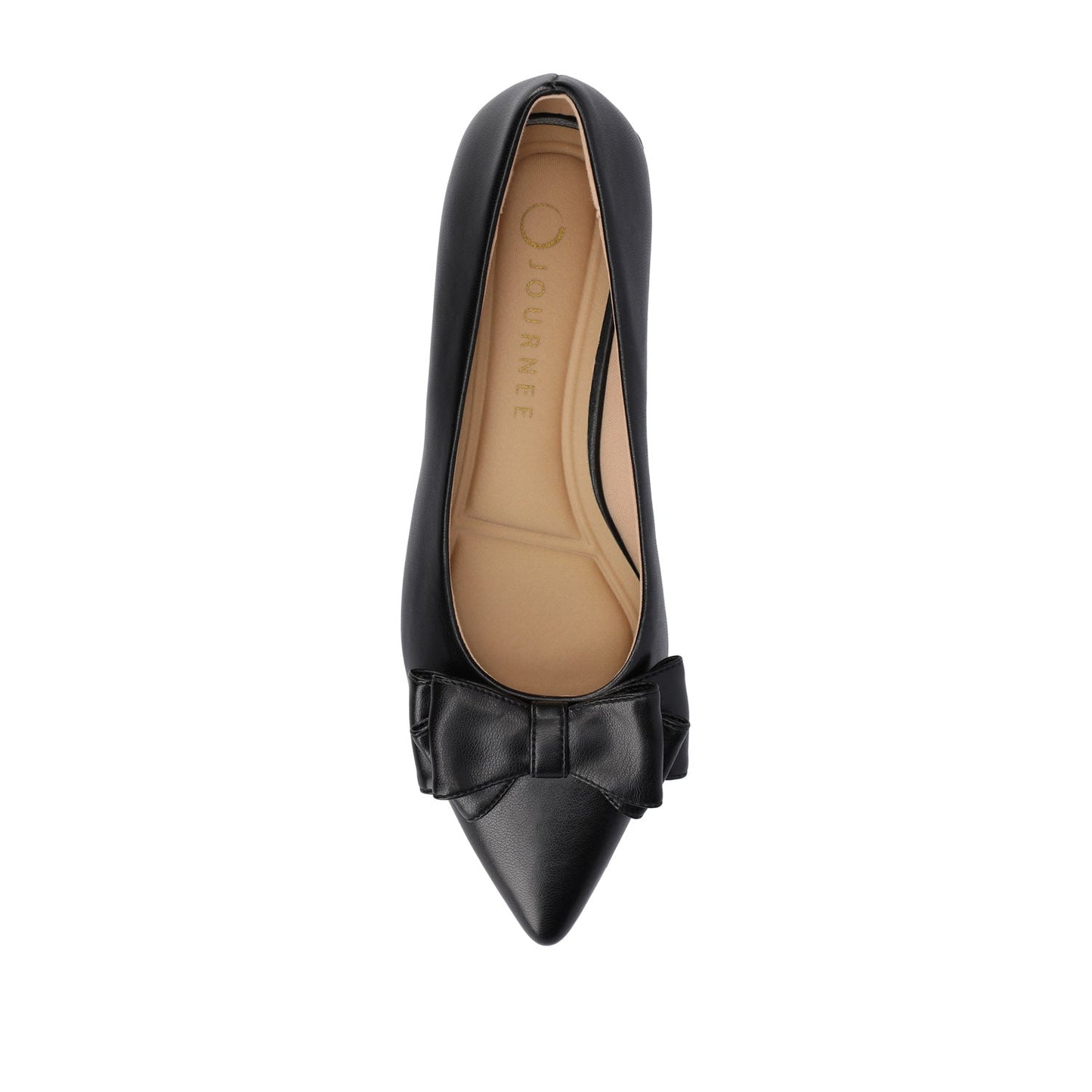 Journee OPHELIA LOW BLOCK BALLET FLATS VEGAN LEATHER IN WIDE - Black PU