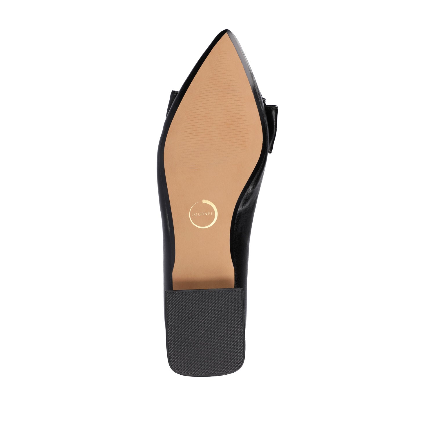 Journee OPHELIA LOW BLOCK BALLET FLATS VEGAN LEATHER IN WIDE - Black PU
