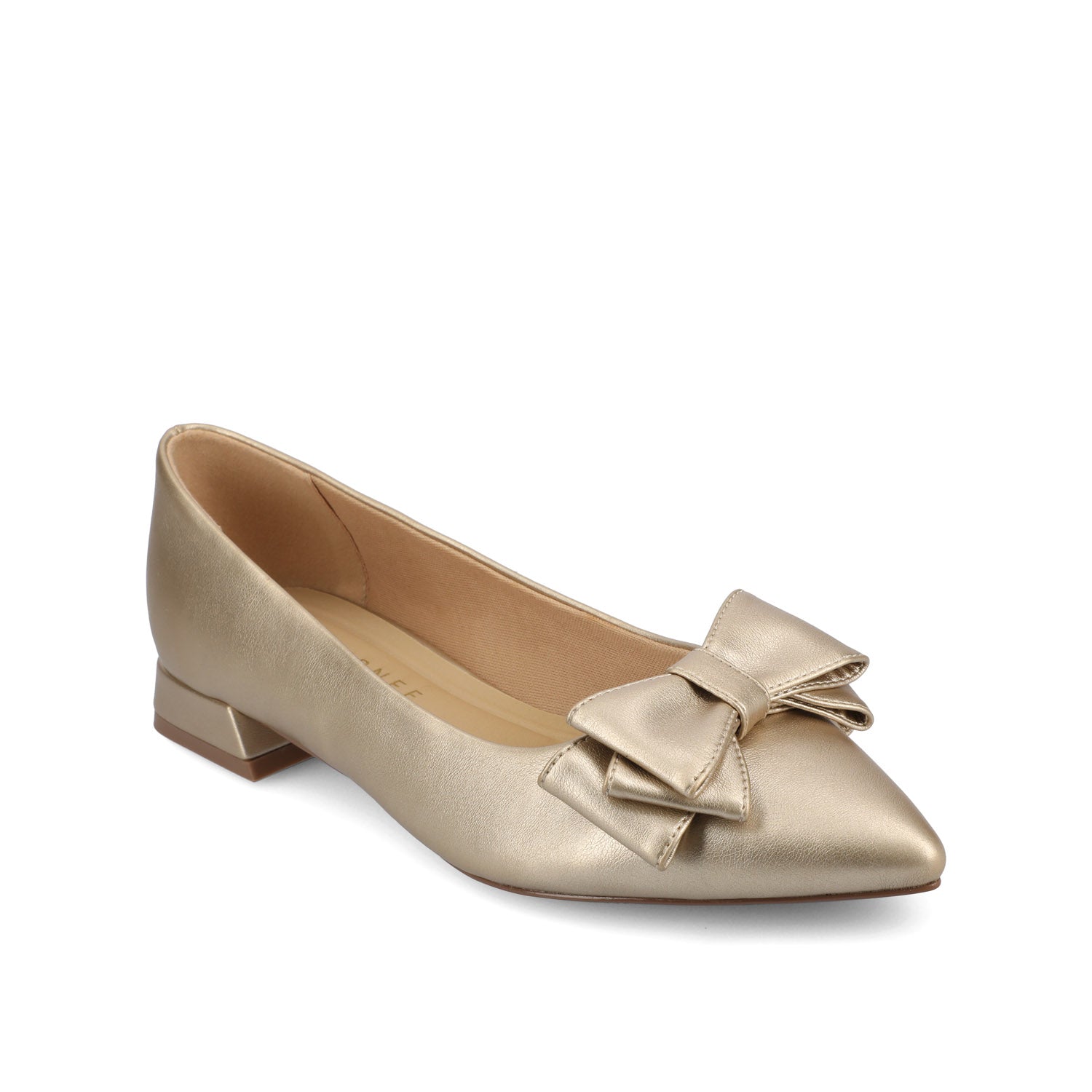 Journee OPHELIA LOW BLOCK BALLET FLATS VEGAN LEATHER IN WIDE - Champagne