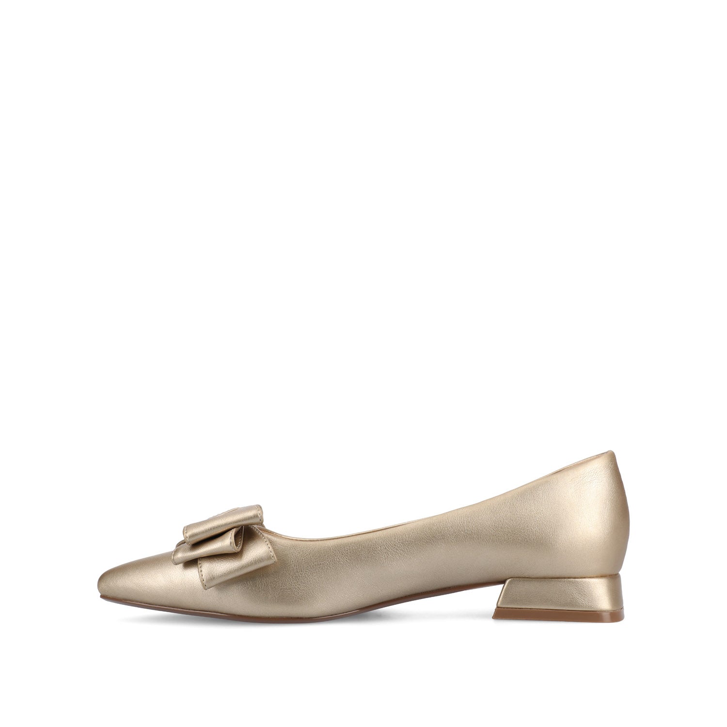 Journee OPHELIA LOW BLOCK BALLET FLATS VEGAN LEATHER IN WIDE - Champagne