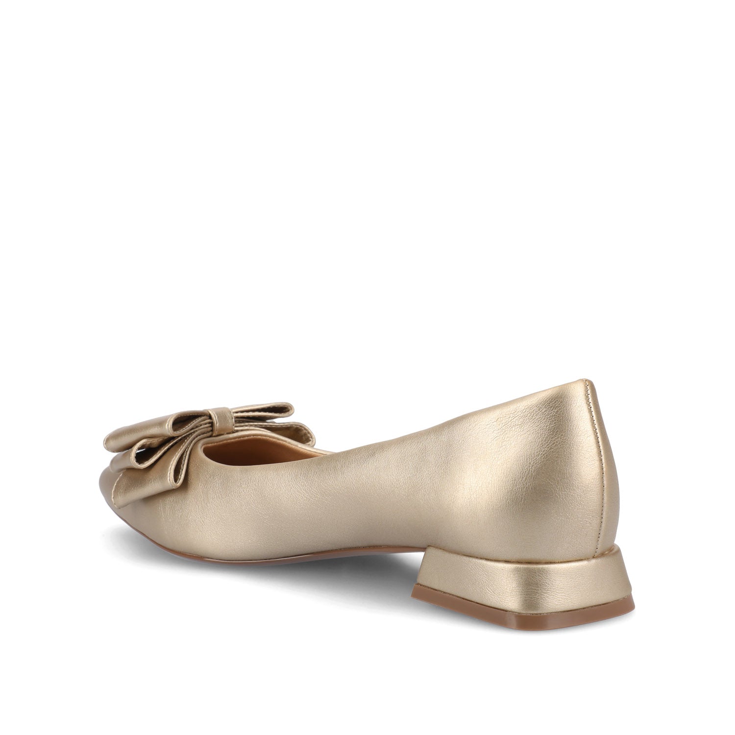 Journee OPHELIA LOW BLOCK BALLET FLATS VEGAN LEATHER IN WIDE - Champagne