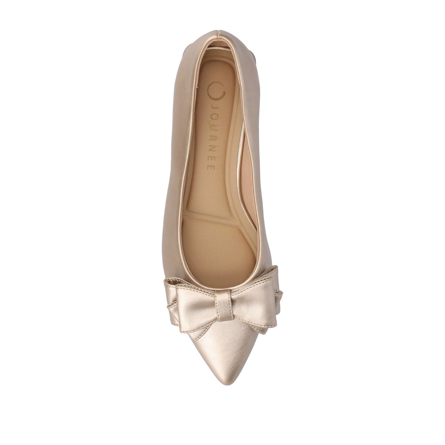 Journee OPHELIA LOW BLOCK BALLET FLATS VEGAN LEATHER IN WIDE - Champagne