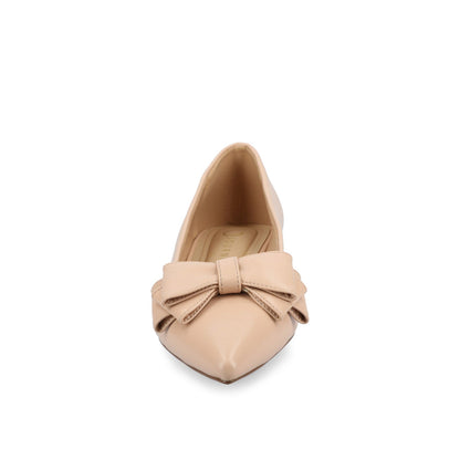 Journee OPHELIA LOW BLOCK BALLET FLATS VEGAN LEATHER IN WIDE - Beige