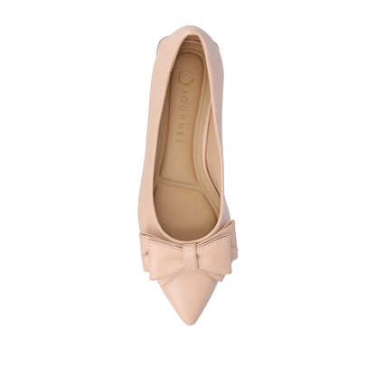 Journee OPHELIA LOW BLOCK BALLET FLATS VEGAN LEATHER IN WIDE - Beige