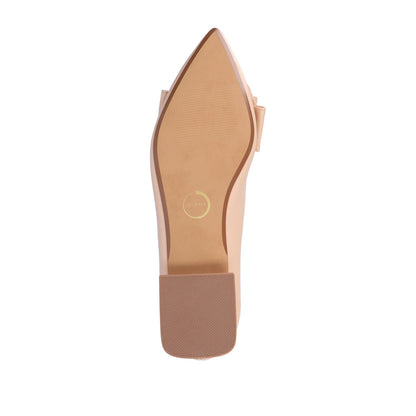 Journee OPHELIA LOW BLOCK BALLET FLATS VEGAN LEATHER IN WIDE - Beige