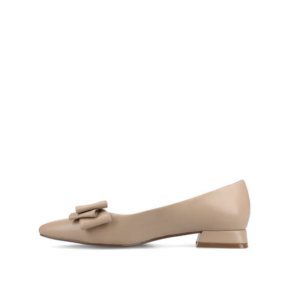 Journee OPHELIA LOW BLOCK BALLET FLATS VEGAN LEATHER IN WIDE - Taupe